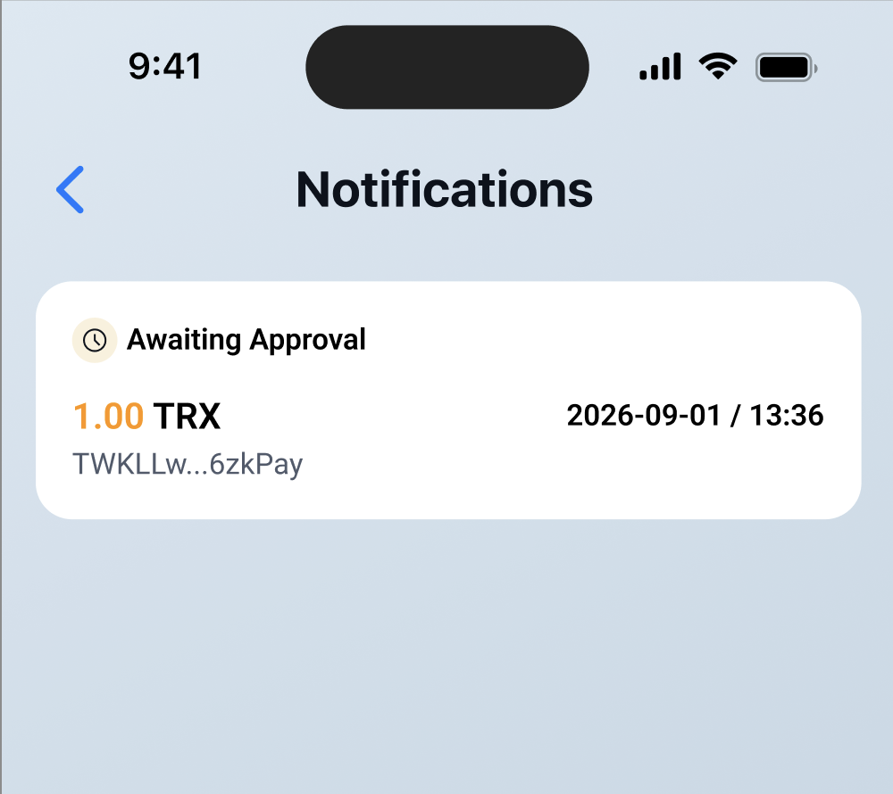 Coinductor notification awaiting payment approval