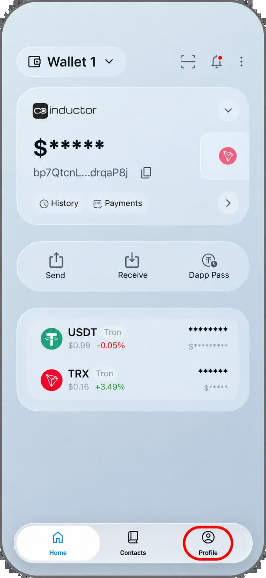 Coinductor app screen for Open DApp Pass
