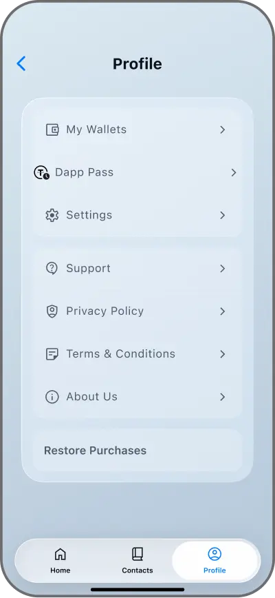 Coinductor app screen for Review wallet details
