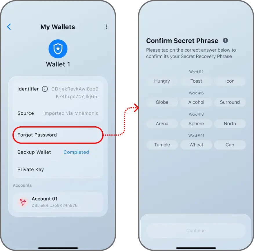 Coinductor app screen for Choose an action