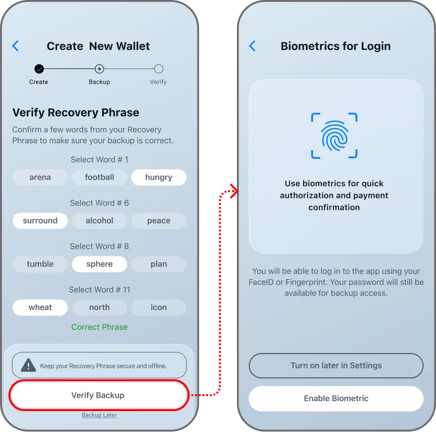 Coinductor app screen for Open the dashboard