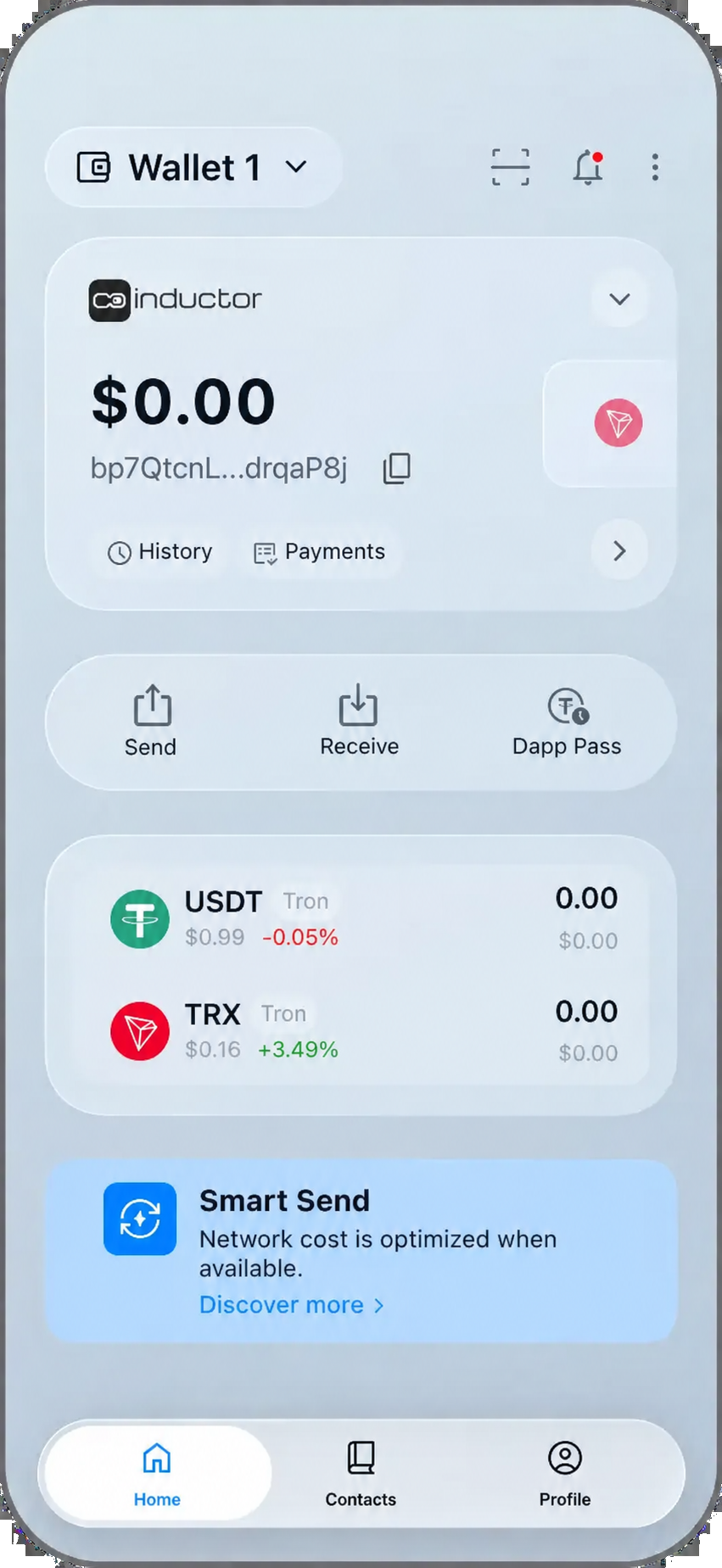 Coinductor app screen for Open the dashboard